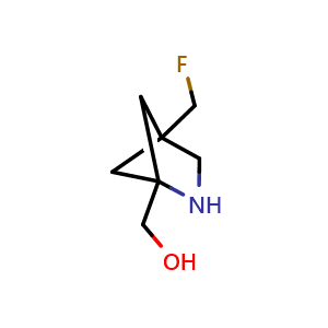 Chemical structure of (4-(fluoromethyl)-2-azabicyclo[2.1.1]hexan-1-yl)methanol , CAS 2414909-52-5, AChemBlock U130689