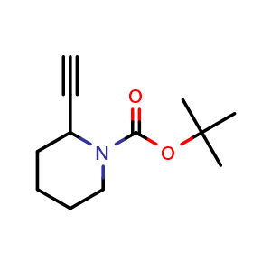 Chemical structure of tert-butyl 2-ethynylpiperidine-1-carboxylate , CAS 255864-58-5, AChemBlock U130710