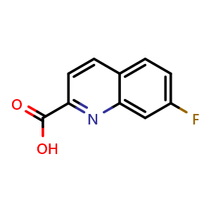 Chemical structure of 7-fluoroquinoline-2-carboxylic acid , CAS 256929-92-7, AChemBlock U130713