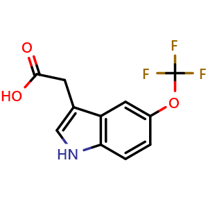 Chemical structure of 2-(5-(trifluoromethoxy)-1H-indol-3-yl)acetic acid , CAS 27269-41-6, AChemBlock U130737