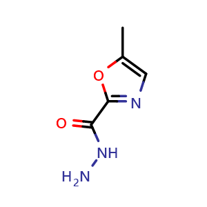 Chemical structure of 5-methyloxazole-2-carbohydrazide , CAS 33123-76-1, AChemBlock U130795