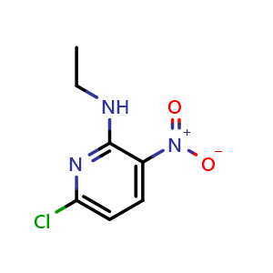 Chemical structure of 6-Chloro-N-ethyl-3-nitropyridin-2-amine , CAS 33742-69-7, AChemBlock U130803