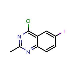 Chemical structure of 4-chloro-6-iodo-2-methylquinazoline , CAS 351426-06-7, AChemBlock U130811