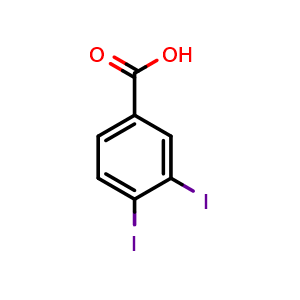 Chemical structure of 3,4-diiodobenzoic acid , CAS 35674-20-5, AChemBlock U130819