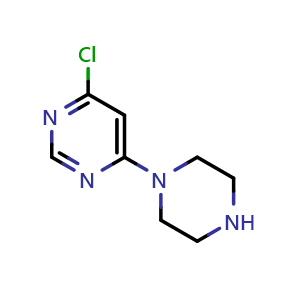 Chemical structure of 4-chloro-6-(piperazin-1-yl)pyrimidine , CAS 373356-50-4, AChemBlock U130832