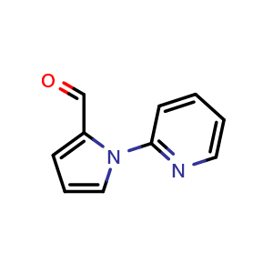 Chemical structure of 1-(pyridin-2-yl)-1H-pyrrole-2-carbaldehyde , CAS 383136-44-5, AChemBlock U130839