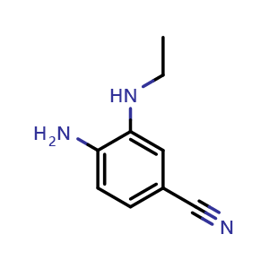 Chemical structure of 4-Amino-3-(ethylamino)benzonitrile , CAS 467235-09-2, AChemBlock U130899