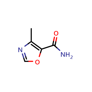Chemical structure of 4-methyloxazole-5-carboxamide , CAS 4866-00-6, AChemBlock U130911