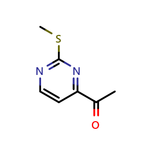 Chemical structure of 1-(2-(methylthio)pyrimidin-4-yl)ethan-1-one , CAS 496863-48-0, AChemBlock U130914