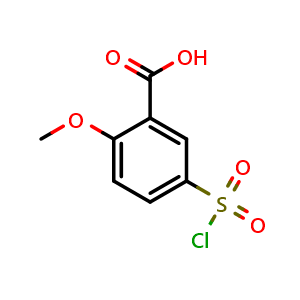 Chemical structure of 5-(chlorosulfonyl)-2-methoxybenzoic acid , CAS 51904-91-7, AChemBlock U130938