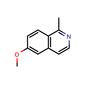 Chemical structure of 6-methoxy-1-methylisoquinoline , CAS 52986-71-7, AChemBlock U130948