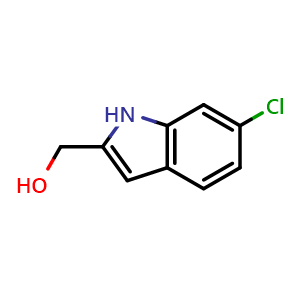 Chemical structure of (6-chloro-1H-indol-2-yl)methanol , CAS 53590-58-2, AChemBlock U130953