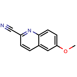 Chemical structure of 6-methoxyquinoline-2-carbonitrile , CAS 5467-79-8, AChemBlock U130977
