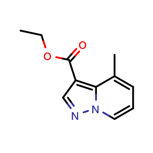 Chemical structure of ethyl 4-methylpyrazolo[1,5-a]pyridine-3-carboxylate , CAS 55899-17-7, AChemBlock U130986
