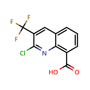Chemical structure of 2-chloro-3-(trifluoromethyl)quinoline-8-carboxylic acid , CAS 590372-14-8, AChemBlock U131026