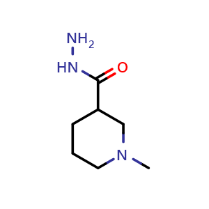 Chemical structure of 1-methylpiperidine-3-carbohydrazide , CAS 60779-77-3, AChemBlock U131042