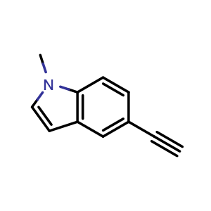 Chemical structure of 5-ethynyl-1-methyl-1H-indole , CAS 61640-21-9, AChemBlock U131051
