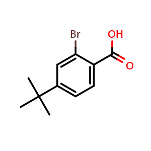 Chemical structure of 2-Bromo-4-(tert-butyl)benzoic acid , CAS 6332-96-3, AChemBlock U131068