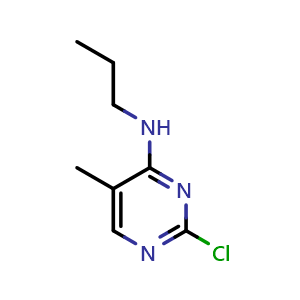 Chemical structure of 2-Chloro-5-methyl-N-propylpyrimidin-4-amine , CAS 638168-61-3, AChemBlock U131073