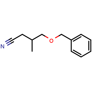 Chemical structure of 4-(Benzyloxy)-3-methylbutanenitrile , CAS 64809-18-3, AChemBlock U131083
