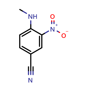 Chemical structure of 4-(methylamino)-3-nitrobenzonitrile , CAS 64910-45-8, AChemBlock U131084