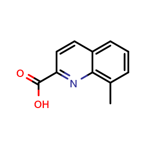 Chemical structure of 8-methylquinoline-2-carboxylic acid , CAS 65714-27-4, AChemBlock U131091