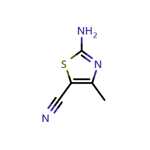 Chemical structure of 2-amino-4-methylthiazole-5-carbonitrile , CAS 67322-84-3, AChemBlock U131097