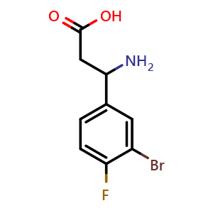 Chemical structure of 3-amino-3-(3-bromo-4-fluorophenyl)propanoic acid , CAS 682804-41-7, AChemBlock U131110