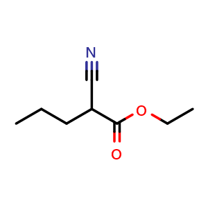 Chemical structure of ethyl 2-cyanopentanoate , CAS 6967-47-1, AChemBlock U131116