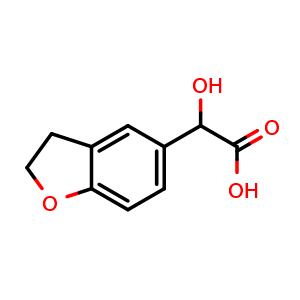 Chemical structure of 2-(2,3-dihydrobenzofuran-5-yl)-2-hydroxyacetic acid , CAS 69999-15-1, AChemBlock U131118