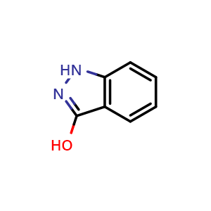 Chemical structure of 1H-indazol-3-ol , CAS 7364-25-2, AChemBlock U131139