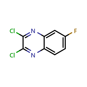 Chemical structure of 2,3-Dichloro-6-fluoroquinoxaline , CAS 76089-04-8, AChemBlock U131163
