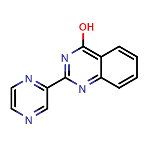Chemical structure of 2-(pyrazin-2-yl)quinazolin-4-ol , CAS 781615-93-8, AChemBlock U131180