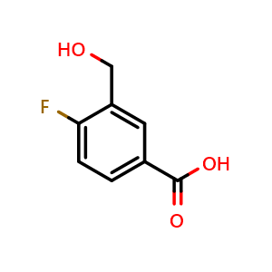 Chemical structure of 4-fluoro-3-(hydroxymethyl)benzoic acid , CAS 816449-68-0, AChemBlock U131201