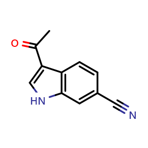 Chemical structure of 3-acetyl-1H-indole-6-carbonitrile , CAS 83783-34-0, AChemBlock U131215