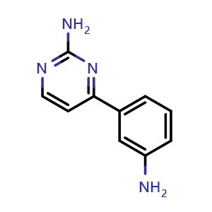 Chemical structure of 4-(3-aminophenyl)pyrimidin-2-amine , CAS 842129-13-9, AChemBlock U131217