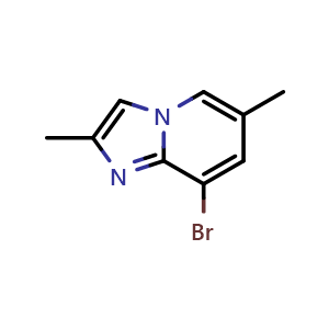 Chemical structure of 8-bromo-2,6-dimethylimidazo[1,2-a]pyridine , CAS 847446-51-9, AChemBlock U131223