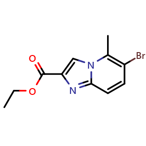 Chemical structure of ethyl 6-bromo-5-methylimidazo[1,2-a]pyridine-2-carboxylate , CAS 859787-40-9, AChemBlock U131239