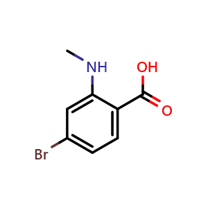 Chemical structure of 4-bromo-2-(methylamino)benzoic acid , CAS 861526-61-6, AChemBlock U131243