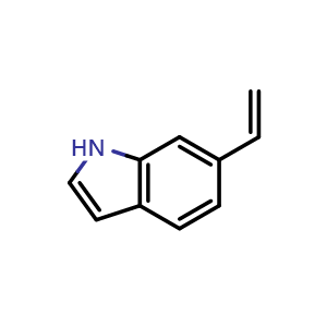 Chemical structure of 6-vinyl-1H-indole , CAS 865375-46-8, AChemBlock U131253