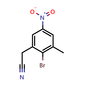 Chemical structure of 2-(2-bromo-3-methyl-5-nitrophenyl)acetonitrile , CAS 866787-38-4, AChemBlock U131258