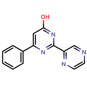 Chemical structure of 6-Phenyl-2-(pyrazin-2-yl)pyrimidin-4-ol , CAS 874605-79-5, AChemBlock U131268