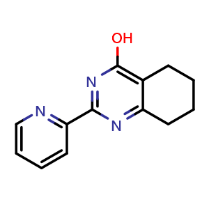 Chemical structure of 2-(pyridin-2-yl)-5,6,7,8-tetrahydroquinazolin-4-ol , CAS 874606-25-4, AChemBlock U131270