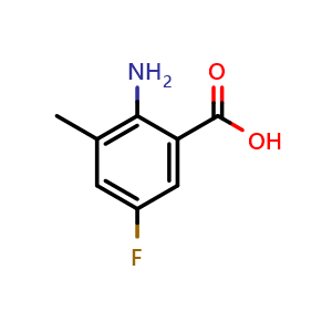 Chemical structure of 2-Amino-5-fluoro-3-methylbenzoic acid , CAS 874804-25-8, AChemBlock U131279