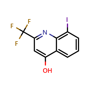 Chemical structure of 8-Iodo-2-(trifluoromethyl)quinolin-4-ol , CAS 874832-20-9, AChemBlock U131282