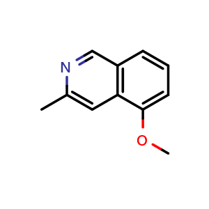 Chemical structure of 5-methoxy-3-methylisoquinoline , CAS 878289-70-4, AChemBlock U131291