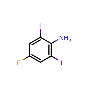 Chemical structure of 4-fluoro-2,6-diiodoaniline , CAS 88162-54-3, AChemBlock U131297