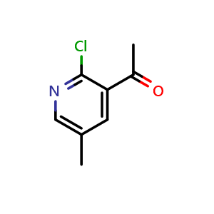 Chemical structure of 1-(2-chloro-5-methylpyridin-3-yl)ethan-1-one , CAS 885223-64-3, AChemBlock U131300