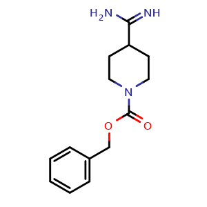 Chemical structure of 4-Carbamimidoyl-piperidine-1-carboxylic acid benzyl ester , CAS 885270-25-7, AChemBlock U131301