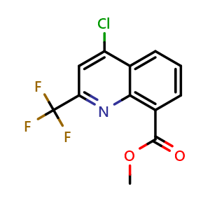 Chemical structure of methyl 4-chloro-2-(trifluoromethyl)quinoline-8-carboxylate , CAS 887350-86-9, AChemBlock U131309